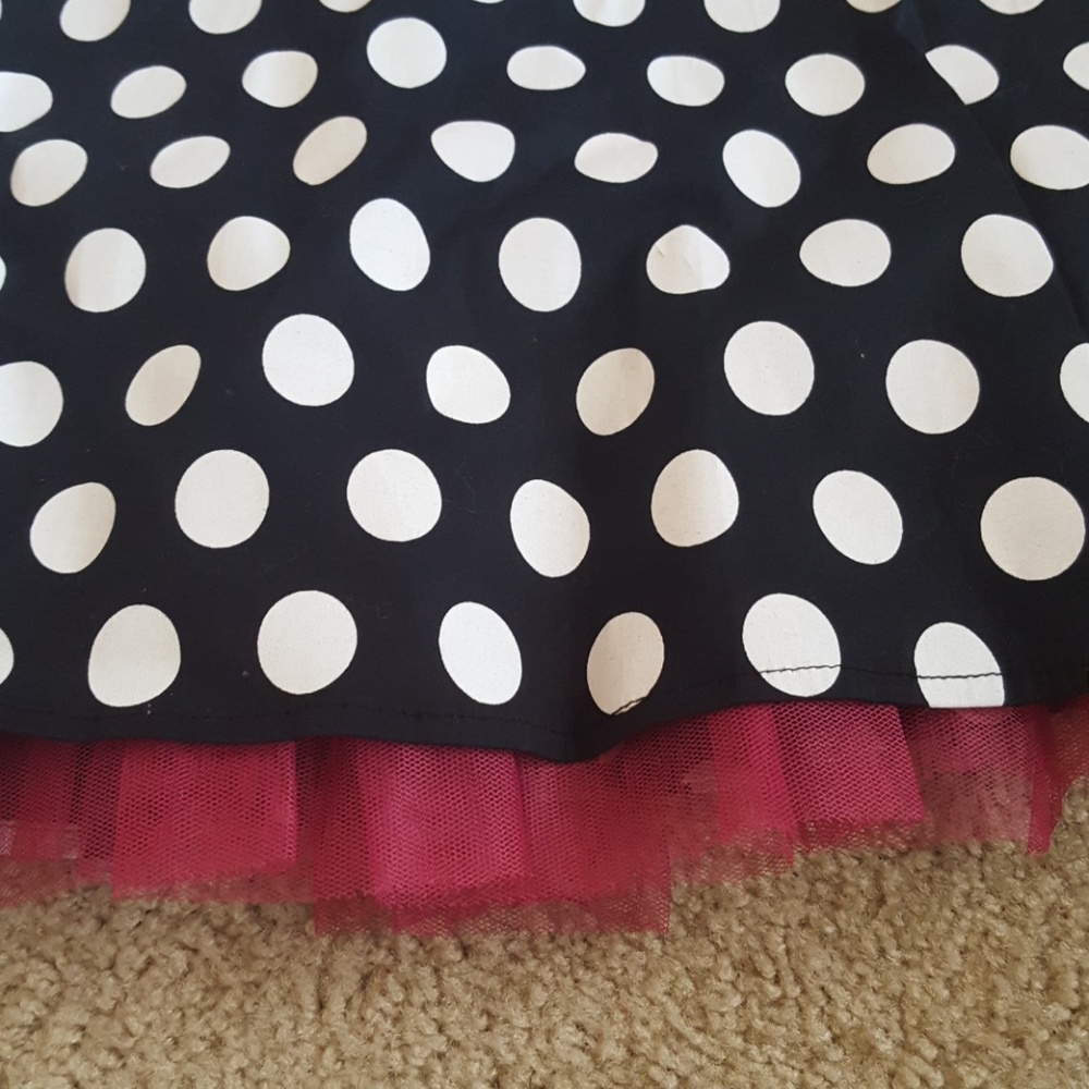 Black & White Polka Dot Dress with Magenta Tulle - Picture 2 of 5